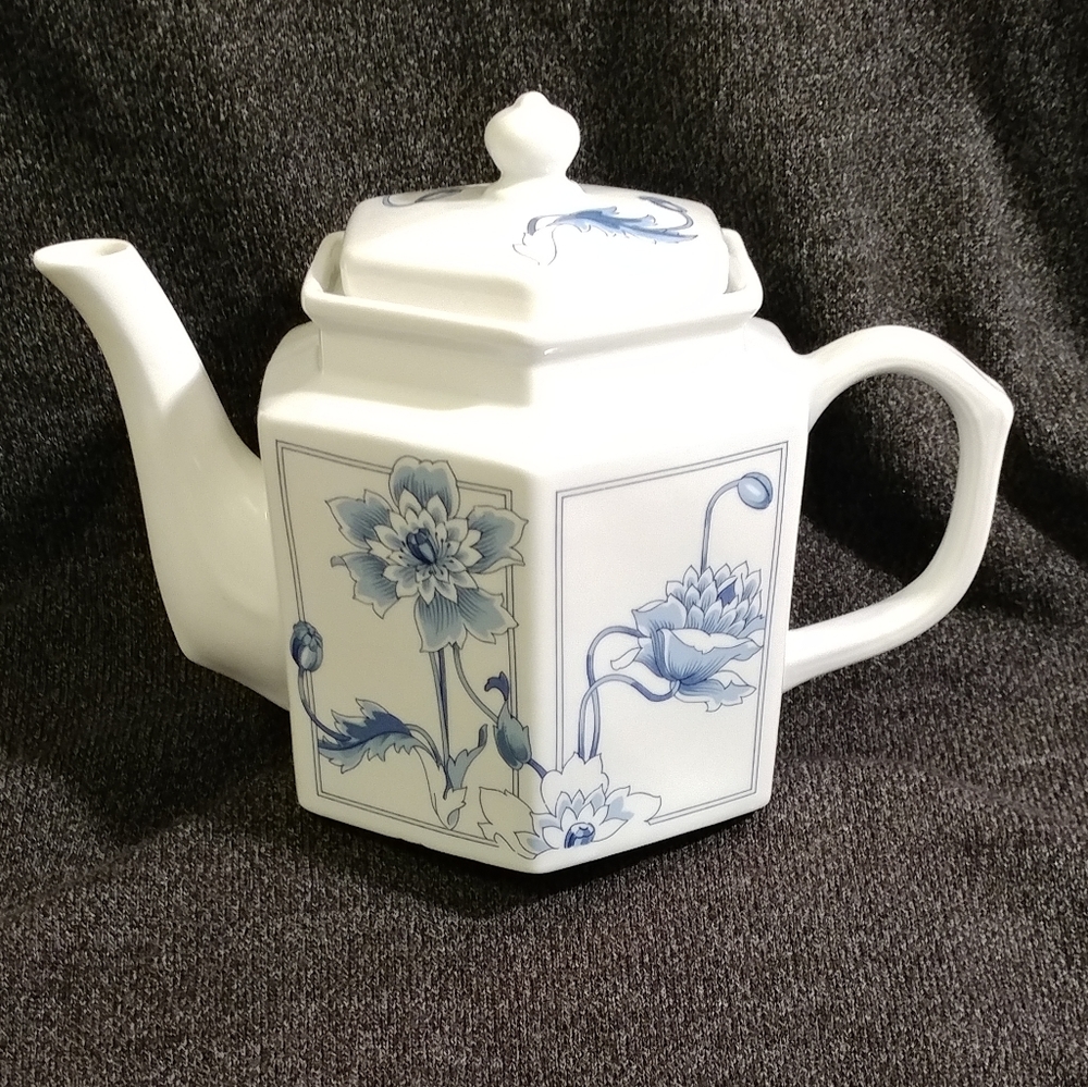 Teapot ~ White and Blue ~ Ceramic